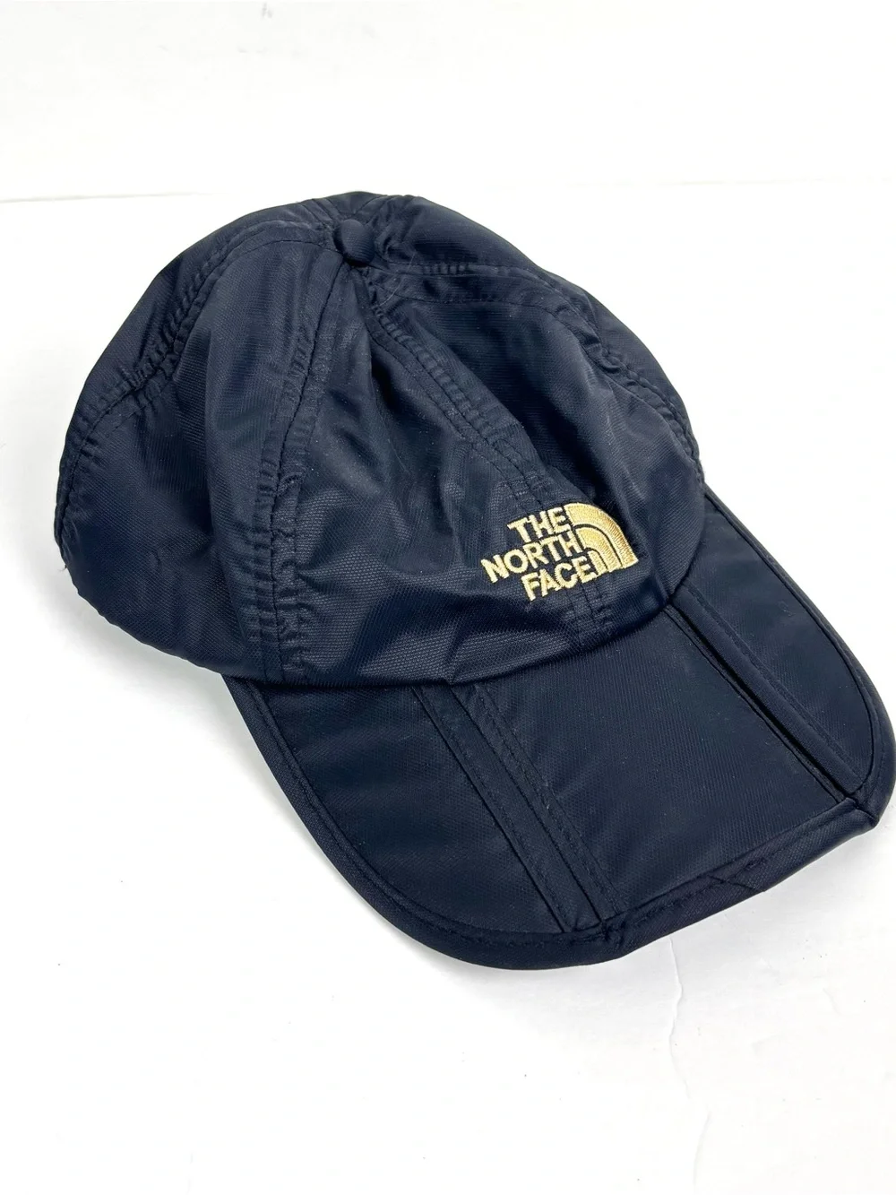 The North Face Strapback Hat Cap Folding Brim Packable Blue Logo Adjustable